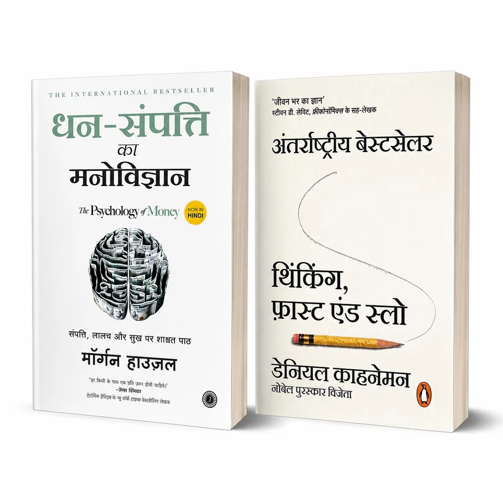 The Psychology of Money in Hindi + Thinking Fast and Slow in Hindi Combo of 2 cover